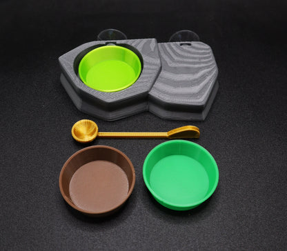 Rocky Gecko Food Ledge, Bowls & Spoon Kit