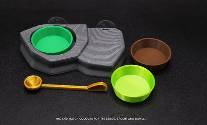 Rocky Gecko Food Ledge, Bowls & Spoon Kit